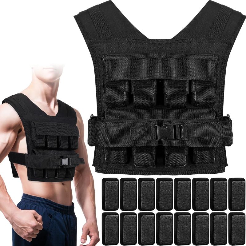 Photo 1 of 
Adjustable Weighted Vest Men 35lbs - Weighted Workout Vest With Iron Weights, Heavy Duty Weighted Exercise Vest For Functional Training, Slim Design Weighted Running Vest, Weight Vest for Men and Women