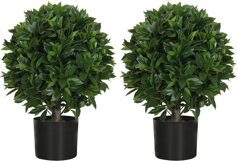 Photo 1 of 20" Outdoor Evergreens in Outdoor Artificial Shrub Potted Plant Plant for Indoor Porch of Home and Office 2 Pieces a Set Topiary Trees Faux Boxwood