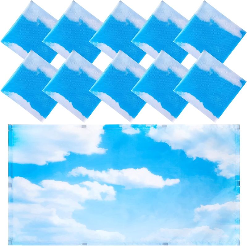 Photo 1 of 10 Pack Fluorescent Light Covers 2 x 4 ft Magnetic Light Cover Ceiling Light Cover Classroom Light Filters Cubicle Light Shield for Classroom Office Home Drop Ceiling Decorations (Blue Sky Cloud)