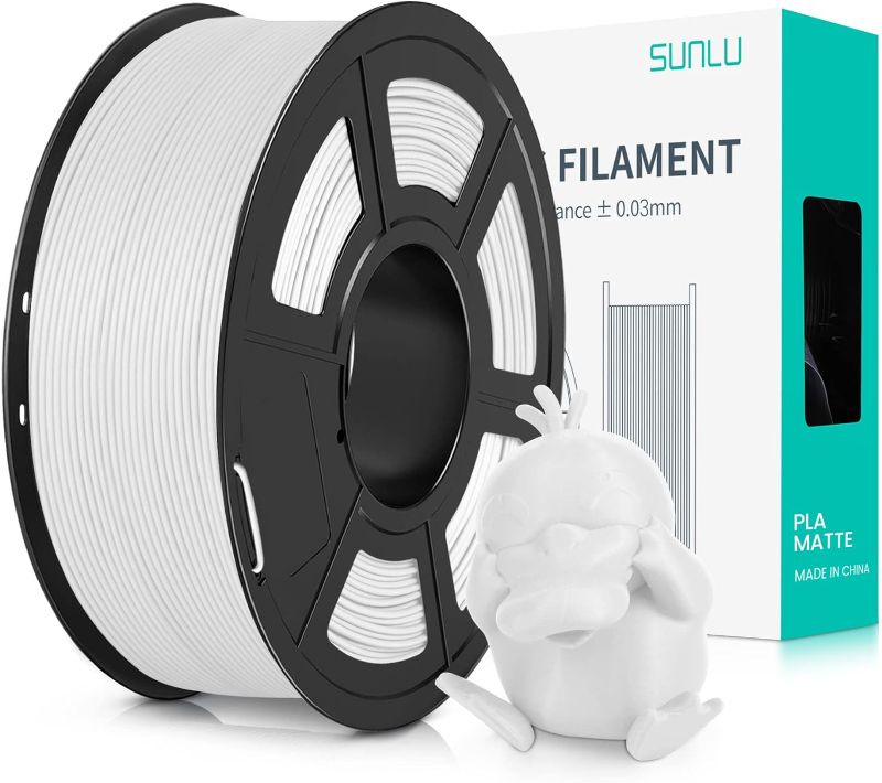 Photo 1 of 3D Printer Filament PLA Matte 1.75mm, Neatly Wound Filament, Smooth Matte Finish, Print with 99% FDM 3D Printers, 1kg Spool (2.2lbs), 330 Meters, Matte White
