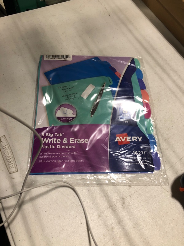 Photo 2 of Avery Durable Plastic 8-Tab Write & Erase Big Tab Dividers for 3 Ring Binders, Pastel Brights (16271) (Pack of 2) 8 tab (Pack of 2) Binders