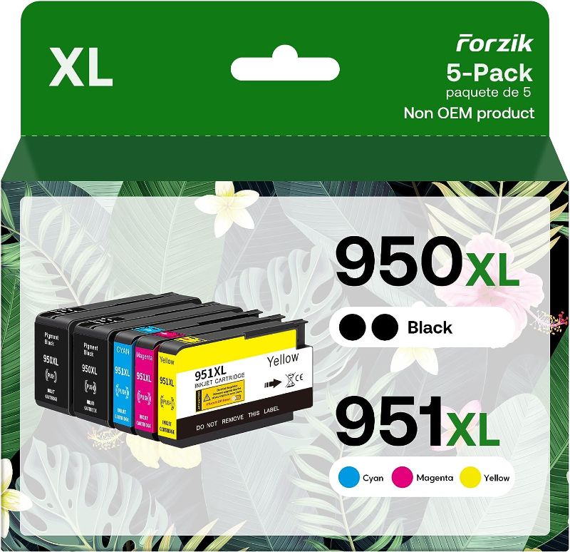 Photo 1 of 950XL 951XL Ink Cartridges 2 Black Cyan Magenta Yellow 5 Pack, High-Yield 950 951 Ink Cartridges Combo Pack, Compatible with Officejet PRO 8100 8110 8600 8610 8615 8616 8620 8625 8630 8640 Printer
