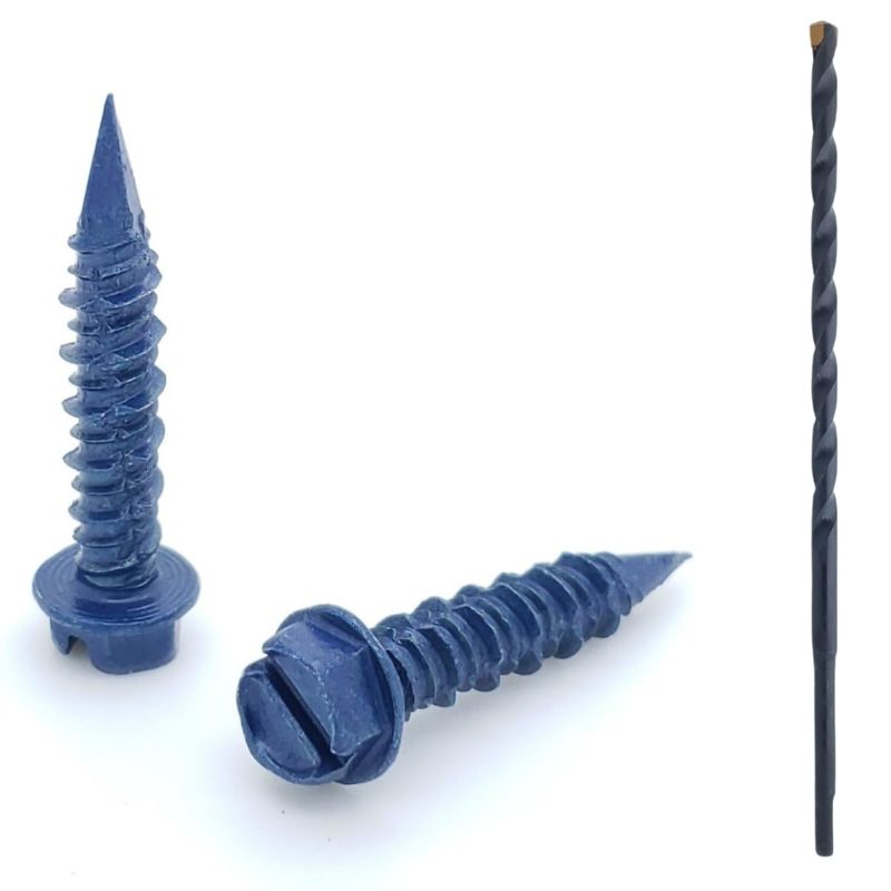 Photo 1 of 100 Qty 1/4" x 1-1/4" Hex Head Diamond Tip Concrete Screws to Anchor Masonry, Block & Brick (BCP498)
