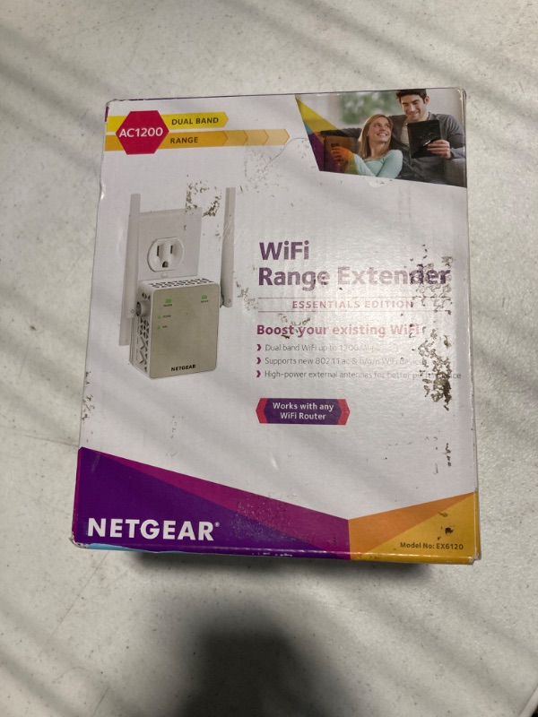 Photo 2 of NETGEAR Wi-Fi Range Extender EX6120 - Coverage Up to 1500 Sq Ft and 25 Devices with AC1200 Dual Band Wireless Signal Booster & Repeater (Up to 1200Mbps Speed), and Compact Wall Plug Design WiFi Extender AC1200****USED**** 