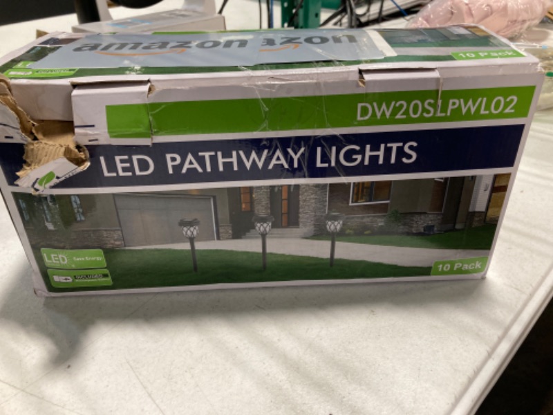 Photo 2 of 10 Pack Solar Lights Outdoor Garden Pathway Solar Powered Yard Lights for Walkway Sidewalk Driveway. Warm White ***USED*** BOX IS DAMAGED*** 