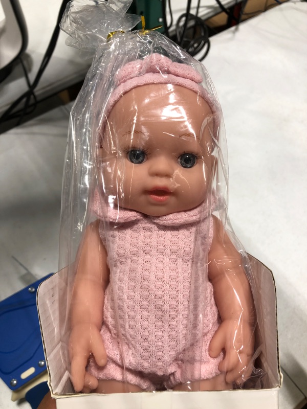 Photo 2 of 12 inch Realistic Adoption Girl Baby Doll Playset with Knit Clothes and Accessories Includes Pacifier,Disposable Diaper,Blanket,Bib,Feeding Bottle and Other Stuff