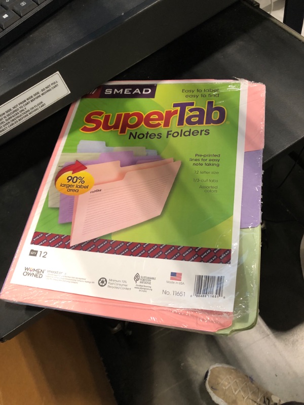 Photo 2 of 















Smead SuperTab Notes File Folder, Oversized 1/3-Cut Tabs, Letter Size, Assorted Colors, 12 per Pack (11651)086486116510


