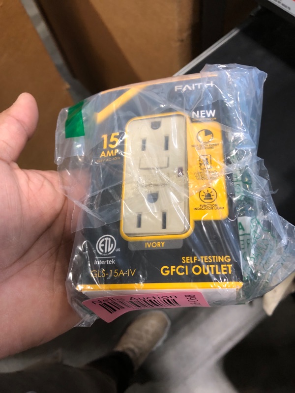 Photo 2 of Faith 15A GFCI Outlet, Non-Tamper-Resistant GFI Duplex Receptacles with LED Indicator, Self-Test Ground Fault Circuit Interrupter with Wall Plate, ETL Listed, Ivory