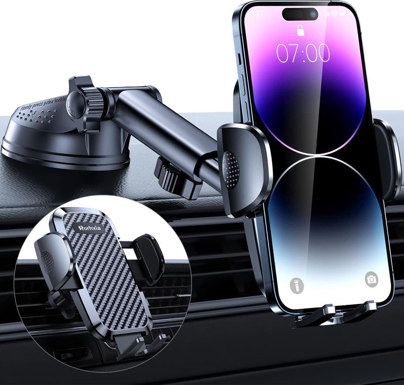 Photo 1 of Car Phone Holder Mount [2024 Upgraded Groundbreaking Protection] 3 in 1 Dashboard Vent Windshield Cell Phone Holder Car Fit for iPhone 15 14 13 12 Pro Max Samsung S23 All Phones