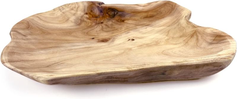 Photo 1 of Wood Fruit Snack Dish Hand-Carved Candy Dish Natural Handmade Wooden Serving Tray Wood Root Carved Dish Fruit Bowl 14.5"
