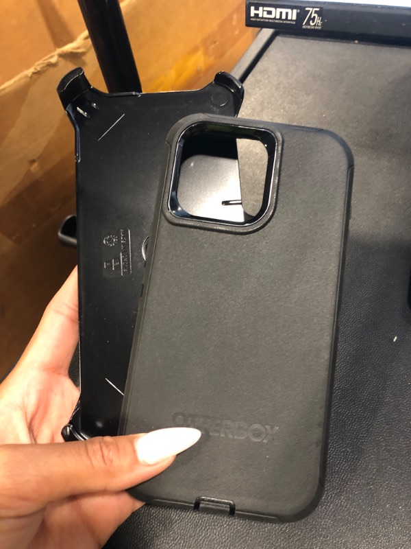 Photo 2 of OtterBox iPhone 14 Pro Max  Defender Series Case - BLACK , rugged & durable, with port protection, includes holster clip kickstand