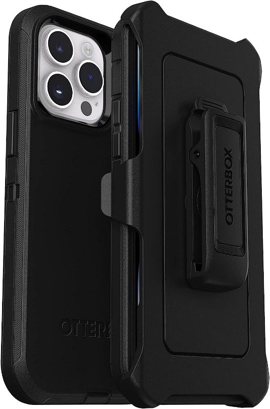 Photo 1 of OtterBox iPhone 14 Pro Max  Defender Series Case - BLACK , rugged & durable, with port protection, includes holster clip kickstand