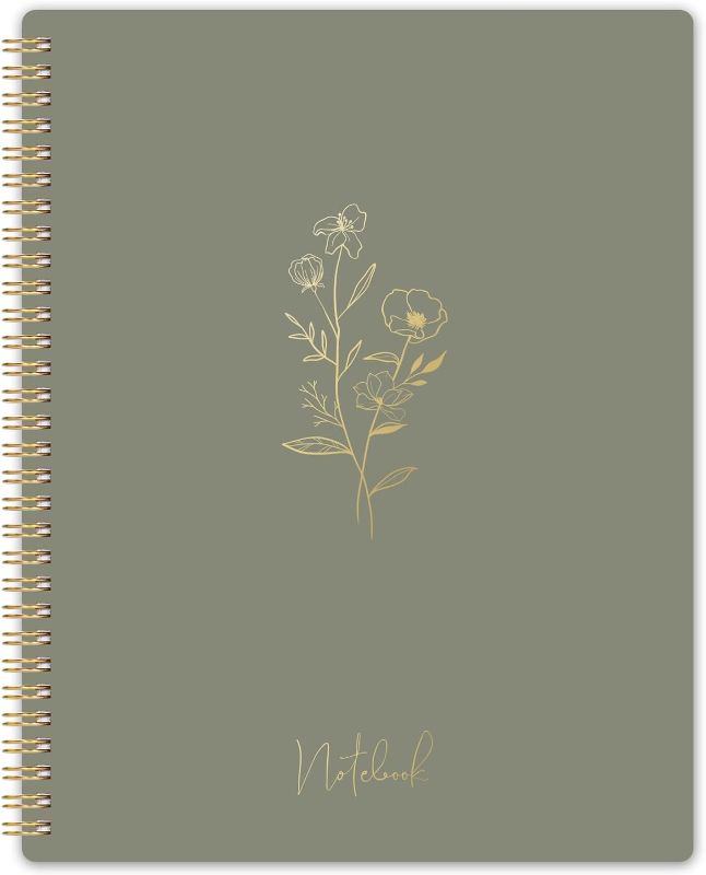 Photo 1 of Spiral Notebook - College Ruled Notebook, Notebook Journal, 8.5'' x 10.5'', 55 Sheets/110 Pages, Journal for Women, Journal with Spiral Bound, Inner Pocket, Notebook for Office/School/Home - Green
