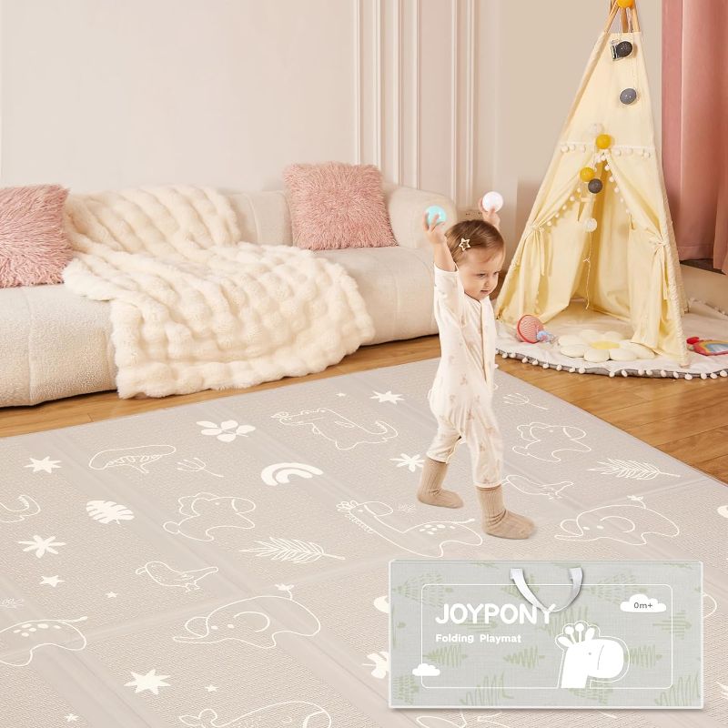 Photo 1 of Baby Play Mat 79" X 71", Extra Large Foldable Play Mats for Babies and Toddlers, Waterproof & Anti-Slip Portable Baby Floor Mat for Tummy Time, Foam Baby Mat for Floor with Travel Bag ***STOCK PHOTO SIMILAR ITEM***