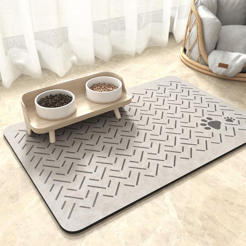 Photo 1 of  2 pack**MontVoo-Absorbent Pet Feeding Mat-No Stains Quick Dry Dog Mat for Food and Water Bowl-Rubber Backing Dog Food Mat Dog Water Dispenser Mat-Dog Accessories Pet Supplies-Dog Water Bowl for Messy Drinkers
