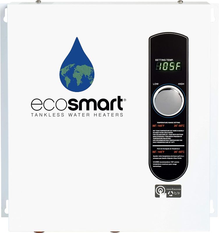 Photo 1 of EcoSmart ECO 27 Tankless Water Heater, Electric, 27-kW - Quantity 1, 17 x 17 x 3.5
