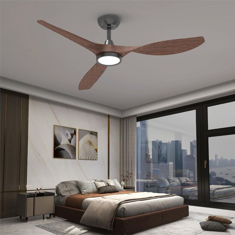 Photo 1 of *** NOT FUNCTIONAL**** SELLING AS PARTS*****
Ceiling Fans with Lights and Remote, 52 Inch Large Airflow Indoor Ceiling Fans with Quiet DC Motor and 3 Colour Temperature Black Noiseless ABS Fan Blades (Dark Woodgrain)
