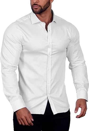 Photo 1 of COOFANDY Men's Muscle Fit Dress Shirt Wrinkle Free Long Sleeve Button Down Shirt M
