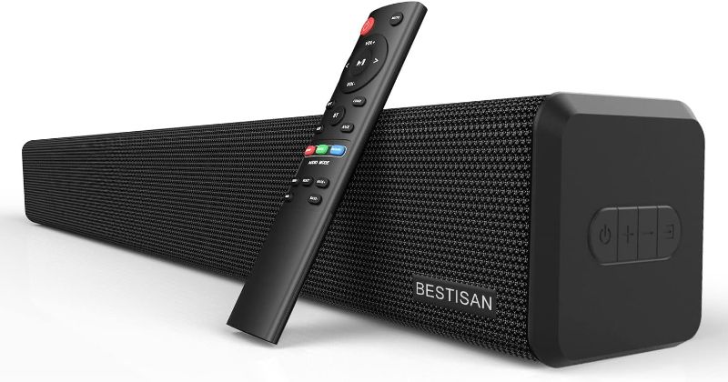 Photo 1 of BESTISAN Sound Bar, 100 Watt HDMI Sound Bars for TV with Built in Subwoofer Home Theater System (32 inch, Sub Out Port, Bluetooth 5.0, 3 Audio Modes, Bass...
