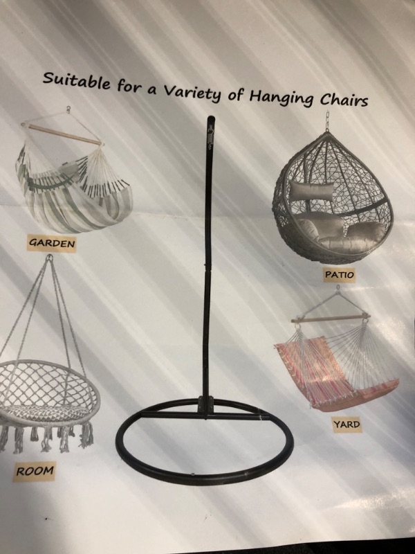 Photo 4 of *** METAL RAILS ONLY NO HAMMOCK***** Egg Chair Outdoor Indoor Patio Wicker Hanging Egg Chair Swing Hammock Egg Chairs UV Resistant Cushions 350lbs Capacity for Living Room Bedroom Balcony (Grey)
