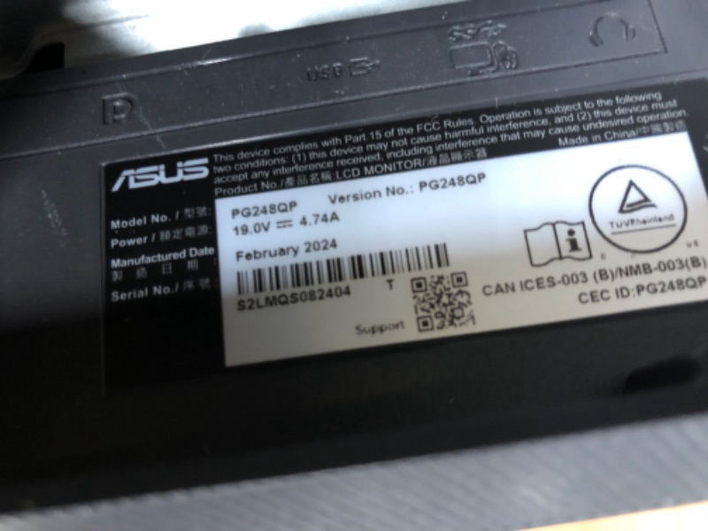 Photo 1 of ASUS ROG Swift Pro PG248QP NVIDIA G-SYNC esports gaming monitor -24.1-inch FHD, 540 Hz (OC), Esports-TN panel, NVIDIA Reflex Analyzer, ULMB 2, adjustable base, ESS codec, DisplayHDR400, 3year warranty
