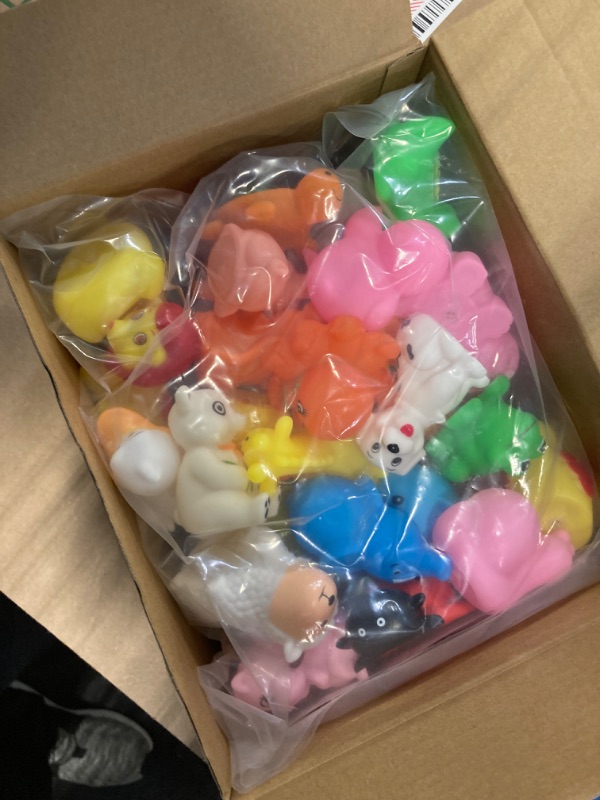 Photo 1 of AMENON 24 Pack Easter Basket Stuffers for Toddler Kids, 24 Styles Funny Rubber Animals Squeeze Toys Filled 24 Pack Colorful Easter Eggs, Bathtub Toys Easter Hunt Party Favor Kids Gifts Classroom Prize