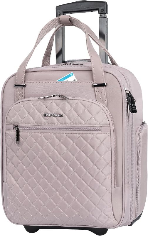 Photo 1 of ***not exact***
EMPSIGN Underseat Carry On Wheeled - 16" Carry on Bag with Wheels Multi-functional Lightweight Rolling Bag Overnight Weekender Small Suitcase for Women Men Travel Business, Dusty Pink
