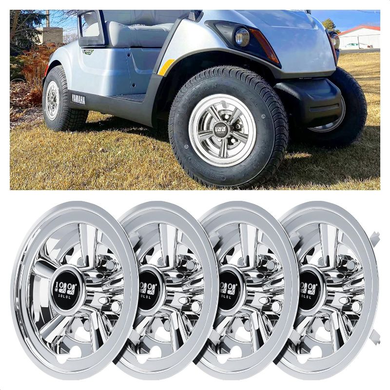 Photo 1 of 10L0L Golf Cart Wheel Covers Hub Caps 8 Inch for Yamaha, EZGO, Club Car, Snap-on Installation Hubcaps, Set of 4
