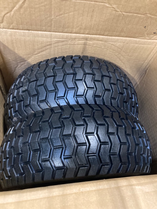 Photo 1 of 13x5.00-6 Flat Free Lawn Mower Tire with 3/4" Grease Bushing, 3" Centered Hub for Zero Turn Lawn Mowers, Garden Tractor,Garden Turf 13x5.00-6''-Flat with Rim