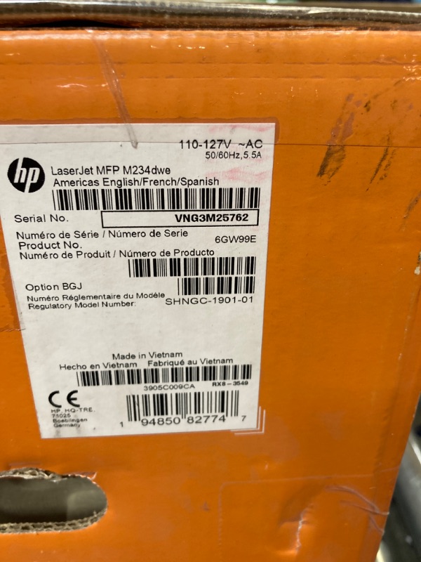 Photo 1 of HP LaserJet MFP M234dwe All-in-One Wireless Black & White Printer with HP+ and 6 Months Free-cartridges (6GW99E)