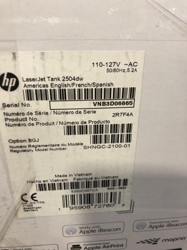 Photo 3 of HP Laserjet-Tank 2504dw Wireless Black & White Monochrome Printer Prefilled with Up to 2 Years of Original HP-Toner (2R7F4A) New version