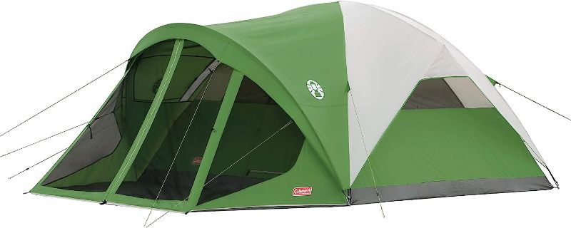 Photo 1 of Coleman Evanston Screened Camping Tent, 6/8 Person Weatherproof Tent with Roomy Interior Includes Rainfly, Carry Bag, Easy Setup and Screened-In Porch
