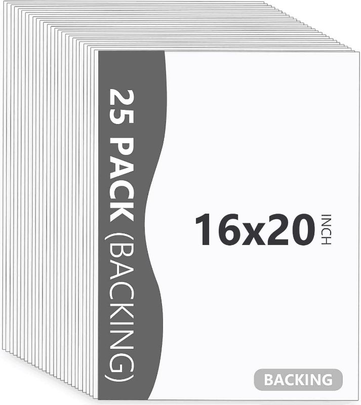 Photo 1 of Somime 25 Pack Backing Boards Only - 16x20 Uncut White Matboards, Acid Free Backerboards for Art Prints, Ideal for Photos/Pictures/Prints/Frames/Arts
