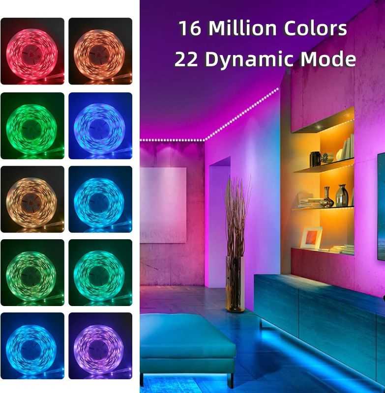Photo 1 of 100FT Smart LED Strip Lights (2 Rolls of 50ft), RGB Strip Lights Sync to Music with 40 Key Remote Controller LED Lights for Bedroom,Christmas Lights decration