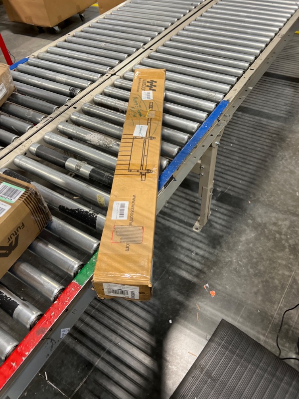 Photo 1 of WINSOON Barn Door Hardware Kit for Single Sliding Door Roller Track System Antique J Shape Style Black, 4-18FT for Choose (6FT Single Door Kit) 6FT Track Kit [2x3FT] Single Door Kit