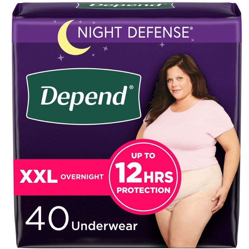 Photo 1 of Depend Night Defense Adult Incontinence Underwear for Women Overnight XXL Blush 40Ct
