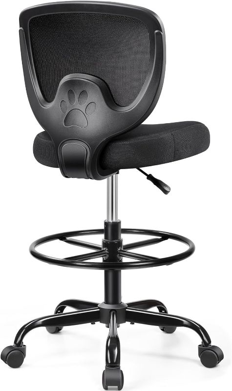 Photo 1 of ***COLOR IS TEAL***
Primy Office Drafting Chair, Ergonomic Tall Desk Chair with Adjustable Height and Footrest Ring, Armless Mid-Back Standing Computer Chair Executive Rolling Breathable Mesh Chair for Art Home Office

