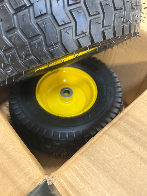 Photo 4 of 13x5.00-6 Tire and Wheel Assembly (2-Pack), Tubeless Lawn Mower Tire with Rim, with 3/4” Bushings and 3” Centered Hub Length
