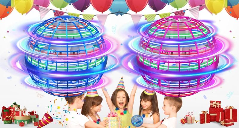 Photo 1 of 2 Pack Flying Orb Ball for Kids Adults, Hand Controlled Boomerang Ball, Soaring Flying Spinner Mini Drone, Hover Flying Ball Toy with LED Lights, Drone Ball with Endless Tricks Gifts for Boys Girls