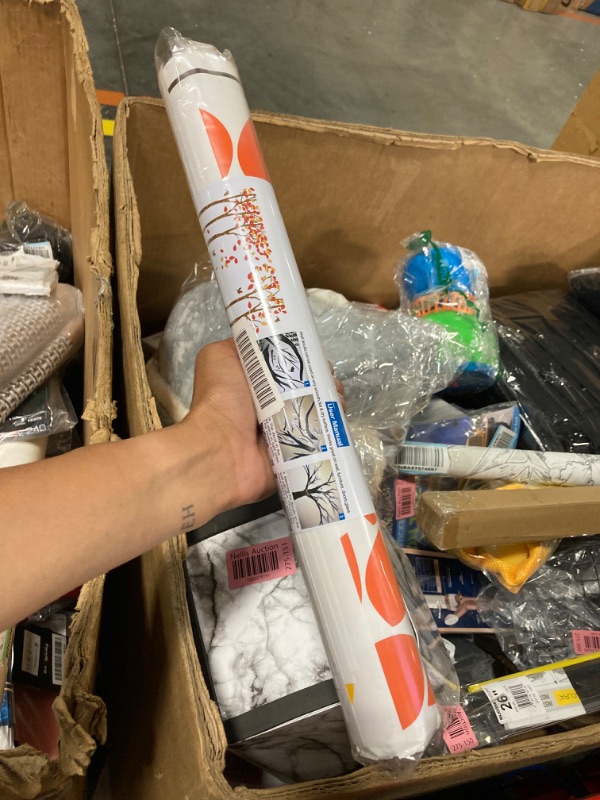 Photo 1 of LUCKKYY Giant Jungle Tree Wall Decal Tree Wall Sticker Removable Vinyl Sticker Mural Art Kids Room Nursery Bedroom Living Room Decoration (103.9x70.9) (Brown+Orange)