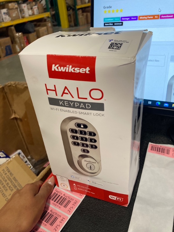 Photo 2 of **FOR PARTS**Kwikset Halo Keypad Wi-Fi Smart Door Lock, Keyless Entry Electronic Touchscreen Deadbolt Door Lock, No Hub Required App Remote Control, With SmartKey Re-Key Security, Satin Nickel