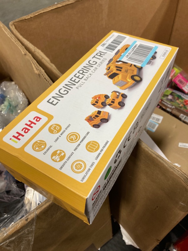 Photo 1 of iHaHa Construction Toys Cars Truck for 1 2 3 4 5 6 Years Old Boys Toddlers, 5 in 1 Carrier Trucks Cars Toys for Toddler Boy Girl Birthday, Cars Friction Power Toys with Light Sound 5 in 1 Construction Truck