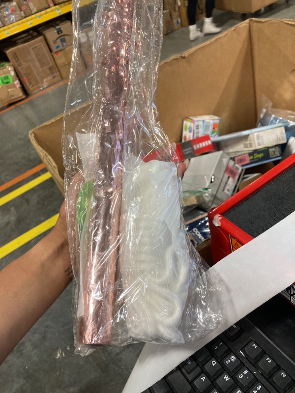 Photo 1 of Mexican Pinata Stick, Blindfold, and Pull String Rope for Birthday Party and Outdoor Events, Sturdy Wooden and Confetti Covered Decoration, Reusable Accessories for Kids and Adults. 22 inches long, 1 inch thick (diameter). (rose gold with rope)