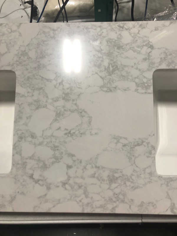 Photo 4 of  Vanity Top with Under Mount Rectangle Double Bowl Ceramic Sinks, Engineered Marble Stone, 4" CC Faucet Holes, 60"X19"