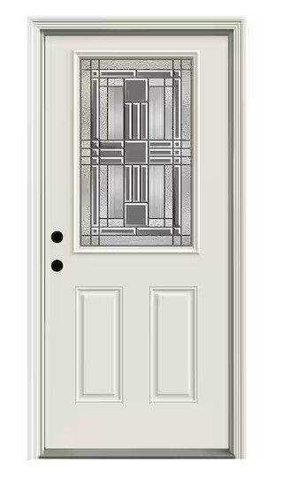 Photo 1 of 36 in. x 80 in. 1/2 Lite Cordova Primed Steel Prehung Door