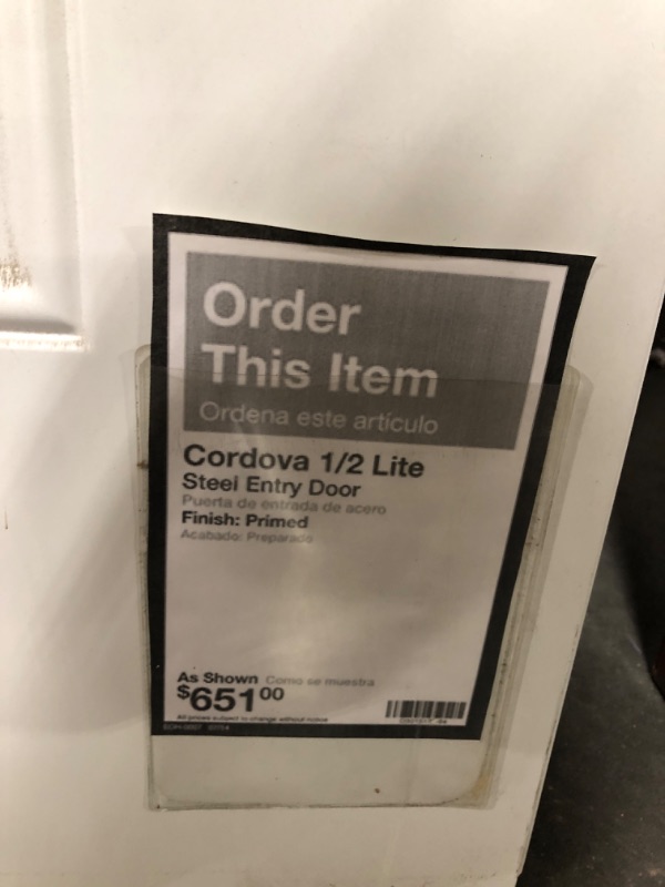 Photo 3 of 36 in. x 80 in. 1/2 Lite Cordova Primed Steel Prehung Door