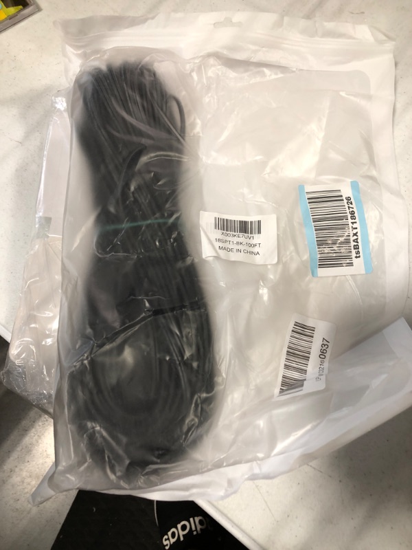 Photo 2 of 18#SPT-1 100FT Hookup Electrical Wire 18AWG 2pin Soft Zip Cord with 4 Gilbert Plugs UL Listed High Grade for Outdoor Extension Cable and Replacement Wire for LED Strip Tape Lighting, Black 100ft SPT-1 Black