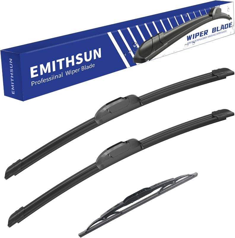 Photo 1 of EMITHSUN Windshield Wiper Blades With Rear Wiper Blades set Replacement,That Meet OEM Quality Easy DIY Install 24"+21"+16(Set of 3) 24+21+16 HOOK Type