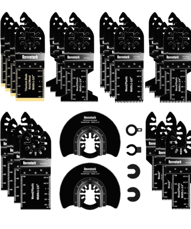 Photo 1 of 12PCS Oscillating Saw Blades, Reinforced Titanium Oscillating Multitool Blades for Wood, Metal, Plastic Cutting, Quick Release Oscillating Tool Blades Fit Dremel Dewalt Craftsman Ryobi Milwaukee