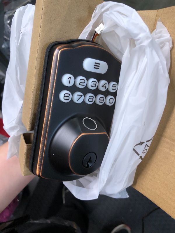 Photo 1 of Veise Fingerprint Door Lock, Keyless Entry Door Lock, Electronic Keypad Deadbolt with Keys, Biometric Smart Locks for Front Door, Auto Lock, Anti-Peeking Password, Easy Installation, Oil Rubbed Bronze Oil Rubbed Bronze Traditional